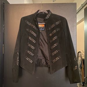 VINTAGE 100% LEATHER AND SEQUIN JACKET